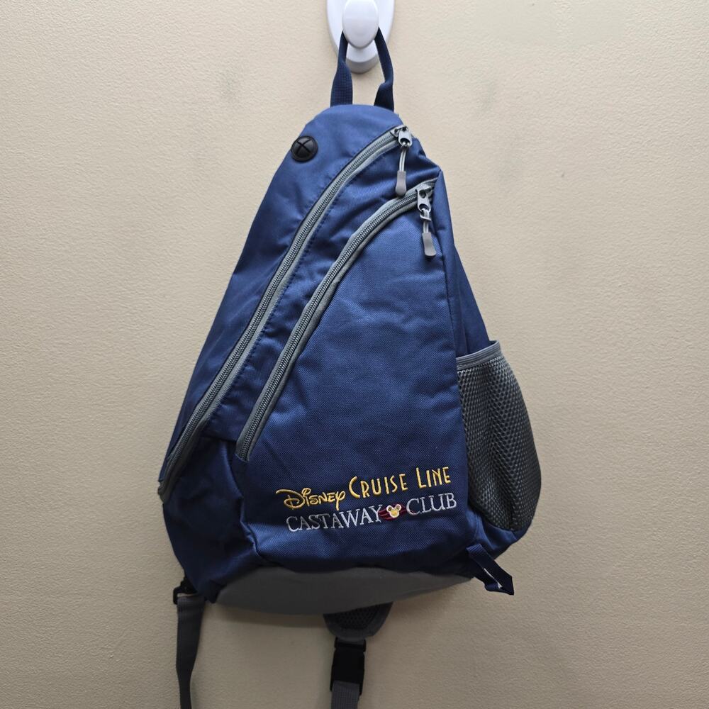 Disney Cruise Line Castaway Club Sling Bag Crossbody Travel Blue & Gray Unused